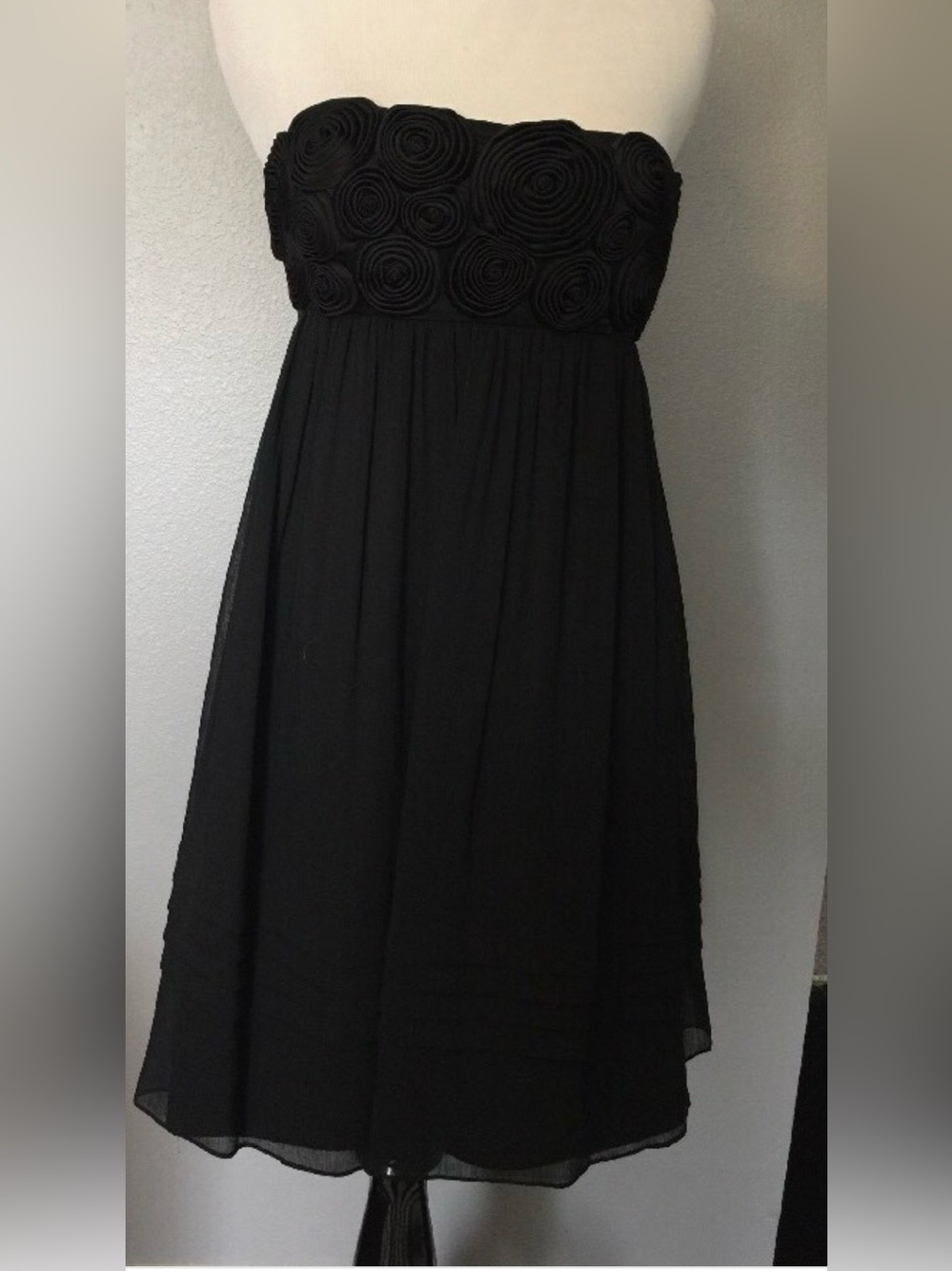 🖤 Max & Cleo Black Strapless Rosette Bodice Cocktail Dress 🖤